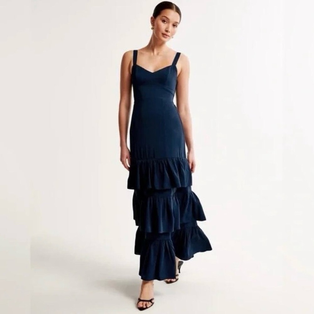Abercrombie & Fitch Navy Tiered Maxi Dress
